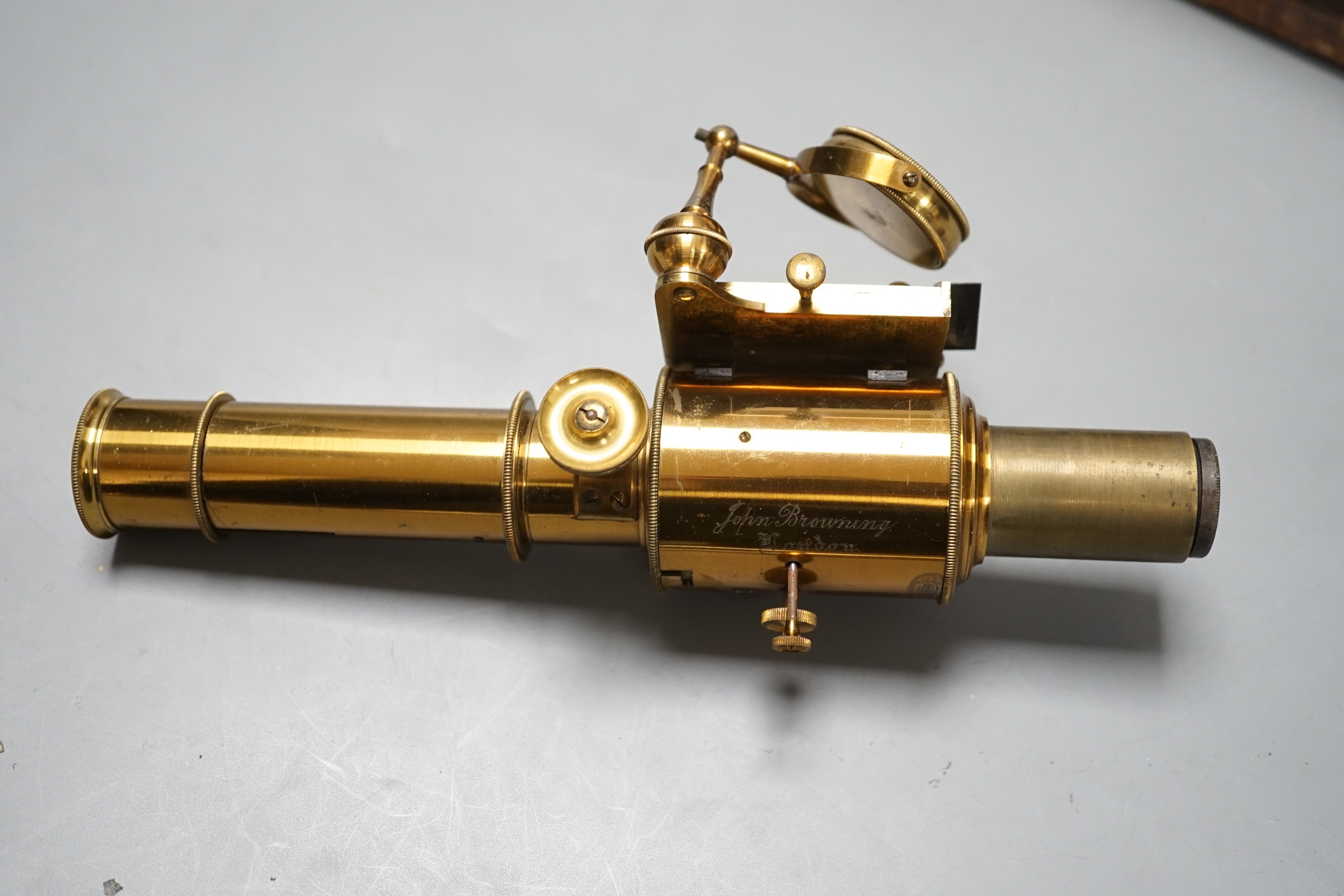 A cased John Browning lacquered brass Sorby-Browning Microspectroscope